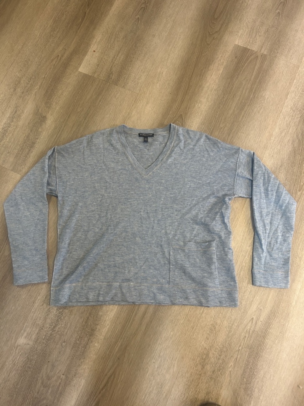 Eileen Fisher V-Neck Sweater, Heathered Light Blue, Small Petite